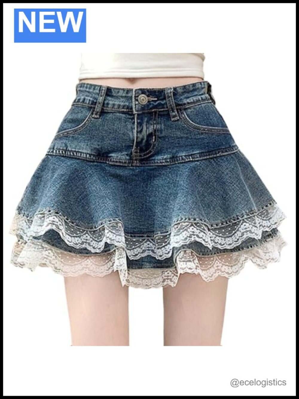 High Waisted A-Line Ruffle Mini Skirt Casual Kawaii Y2K